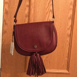 Calvin Klein burgundy tassel purse